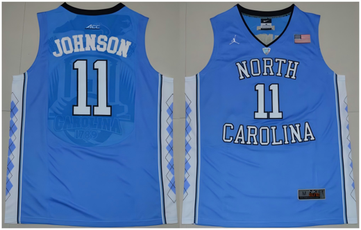 Men's North Carolina Tar Heels #11 Brice Johnson NCAA Basketball Jersey Blue