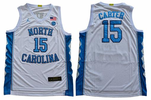 Men's North Carolina Tar Heels #15 Vince Carter NCAA Basketball Jersey White