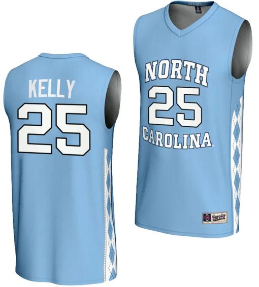 Men's Deja Kelly Jersey #25 UNC Tar Heels Basketball Lightweight Blue