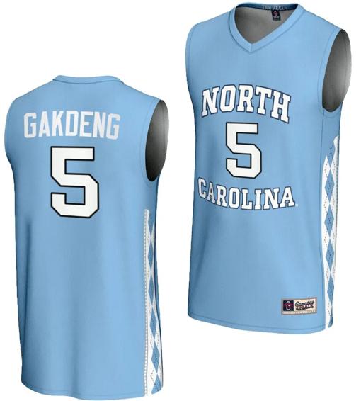 Men's Maria Gakdeng Jersey #5 UNC Tar Heels Basketball Lightweight Blue