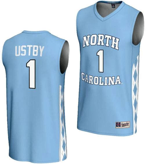 Men's Alyssa Ustby Jersey #1 UNC Tar Heels Basketball Lightweight Blue