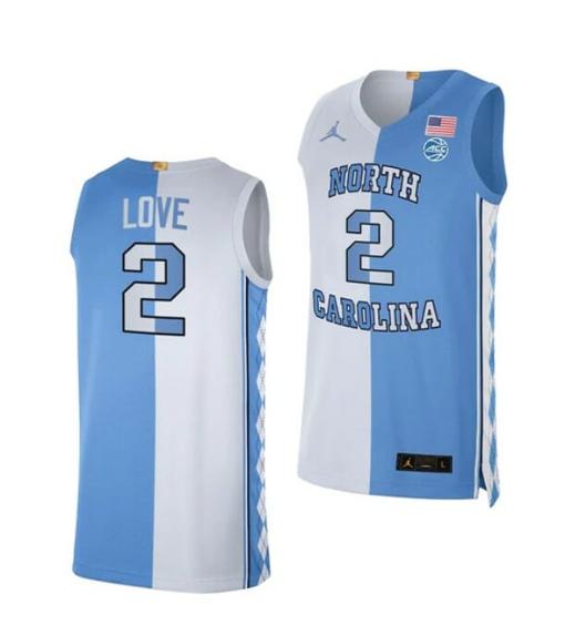 Men's Men's #2 Caleb Love Jersey North Carolina Tar Heels College Basketball Jerseys Blue White