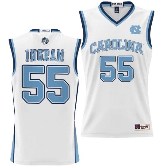 Men's Harrison Ingram Jersey #55 UNC Tar Heels NIL College Basketball Lightweight White