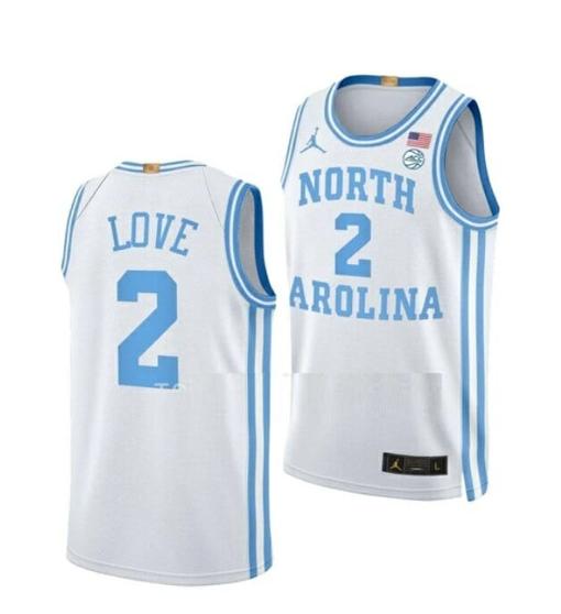 Men's Men's #2 Caleb Love Jersey North Carolina Tar Heels College Basketball Jerseys White