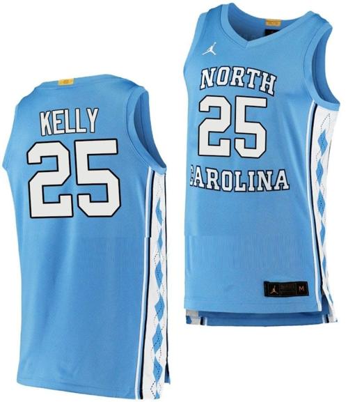 Men's Deja Kelly Jersey #25 North Carolina Tar Heels College Basketball Blue 2022-23