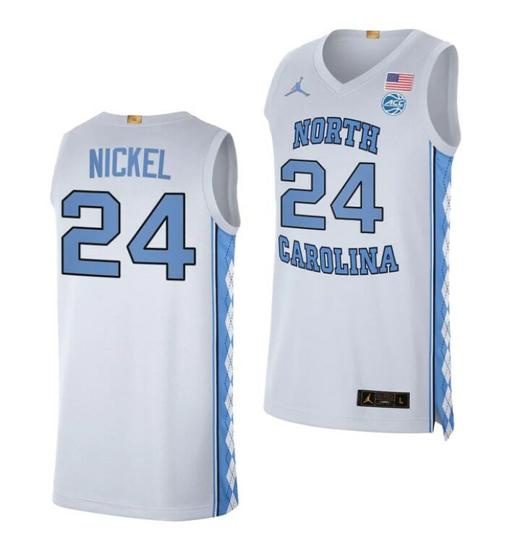 Men's Men's #24 Tyler Nickel Jersey North Carolina Tar Heels College Basketball Jerseys White