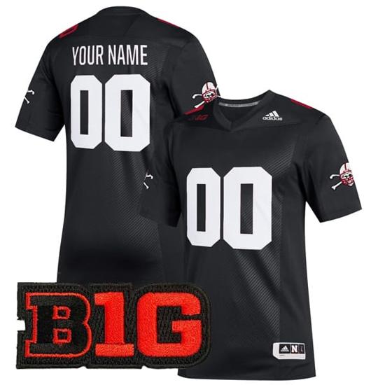 Men's Custom Nebraska Cornhuskers Jersey Name and Number College Football Black Premier Strategy All Stitched