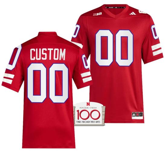 Men's Custom Nebraska Cornhuskers Jersey Name and Number 100th Anniversary Red 2023 Alternate Football