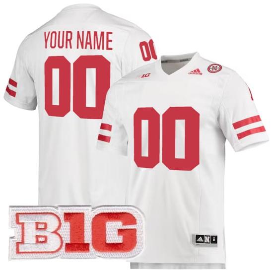 Men's Custom Nebraska Cornhuskers Jersey Name and Number College Football White Premier All Stitched