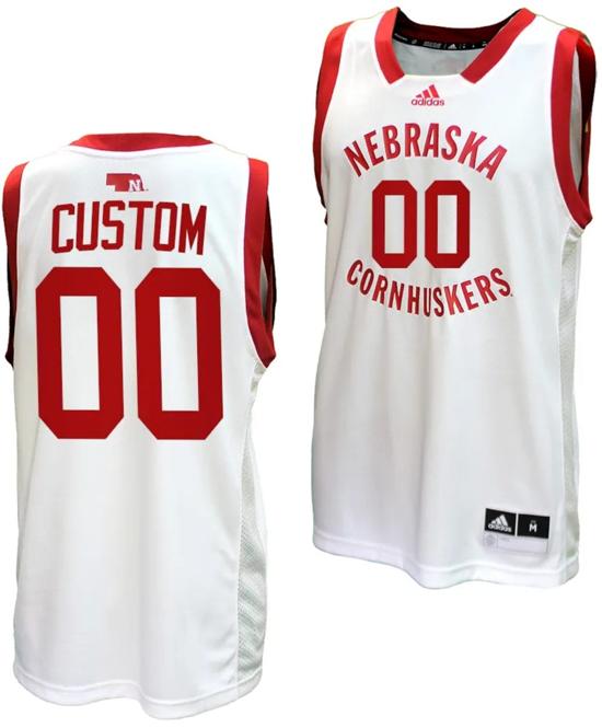 Men's Custom Nebraska Cornhuskers Jersey Name and Number Basketball Home Uniform 2023-24 White