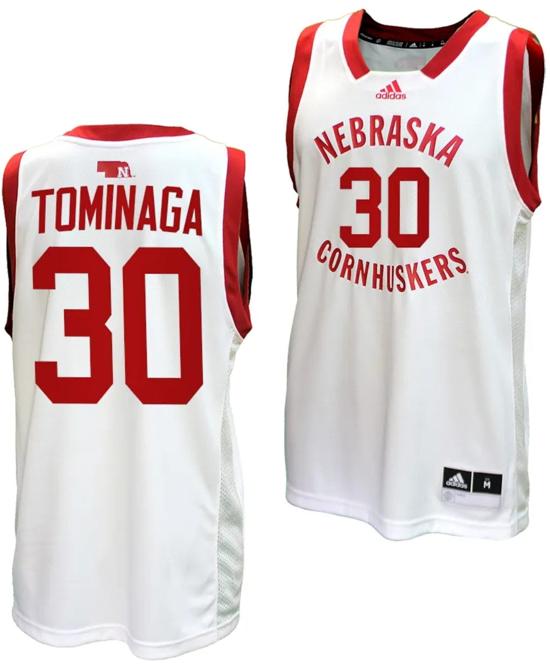 Men's Keisei Tominaga Jersey #30 Nebraska Cornhuskers Basketball Home Uniform 2023-24 White