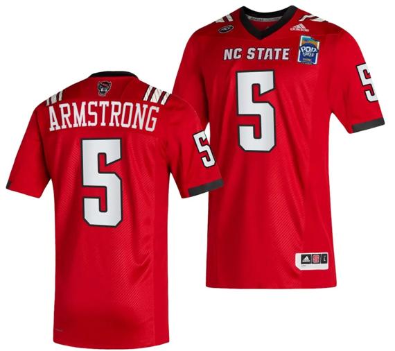 Men's Brennan Armstrong Jersey #5 NC State Wolfpack 2023 Pop-Tarts Bowl Football Red