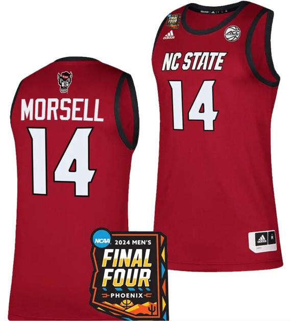 Men's Casey Morsell Jersey #14 NC State Wolfpack 2024 NCAA March Madness Final Four Basketball Red