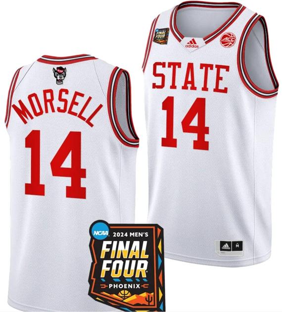 Men's Casey Morsell Jersey #14 NC State Wolfpack 2024 NCAA March Madness Final Four Basketball White