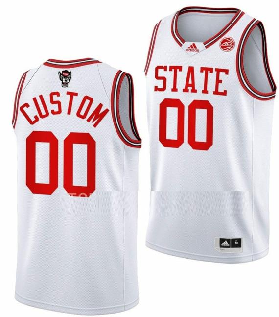 Men's Custom NC State Wolfpack Jersey Name and Number College Basketball White 40th Anniversary