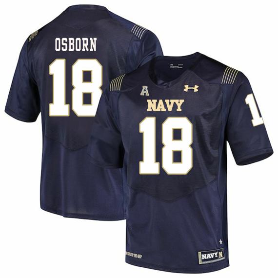 Men's Navy Midshipmen #18 J.R. Osborn College Football Jersey Stitched