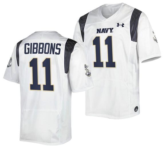 Men's Eavan Gibbons Jersey #11 Navy Midshipmen Premier Replica College Football White