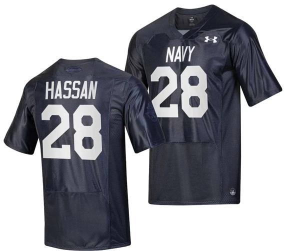 Men's Amin Hassan Jersey #28 Navy Midshipmen Silent Service Replica College Football Navy