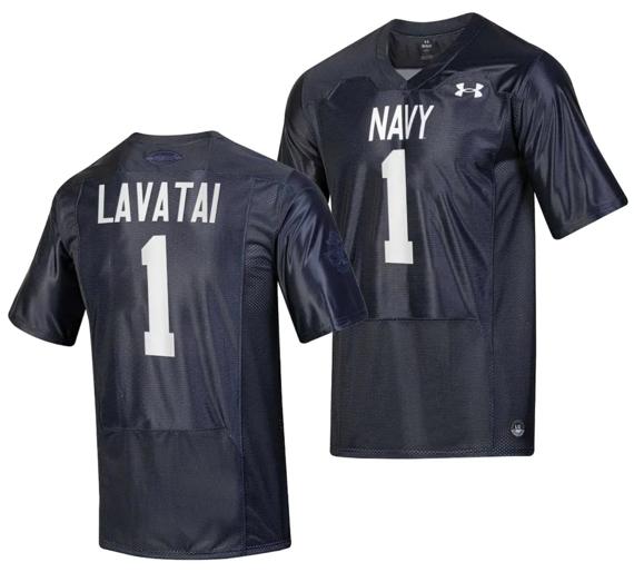 Men's Tai Lavatai Jersey #1 Navy Midshipmen Silent Service Replica College Football Navy