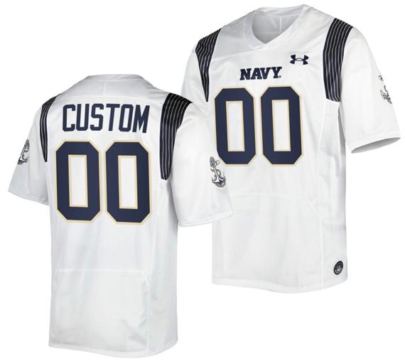 Men's Custom Navy Midshipmen Jersey Name and Number Premier Replica College Football White