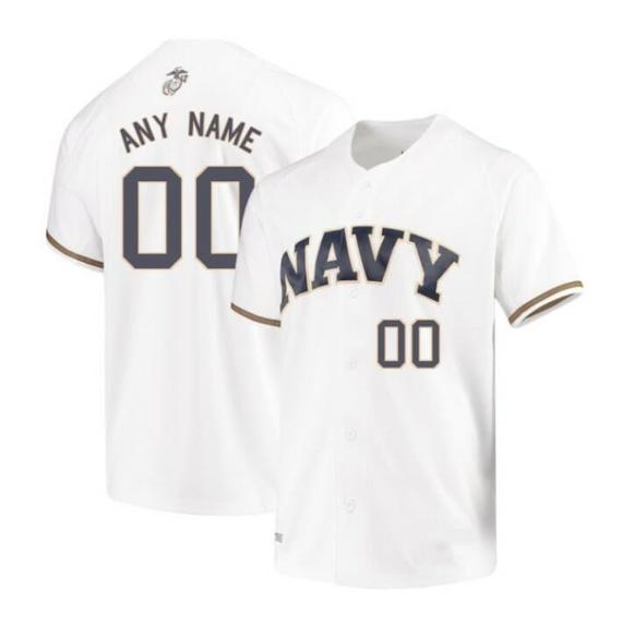 Men's Custom Navy Midshipmen Jersey Under Armour Name and Number Baseball College White