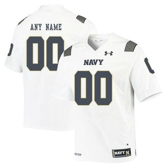 Men's Custom Navy Midshipmen Jersey White College Football