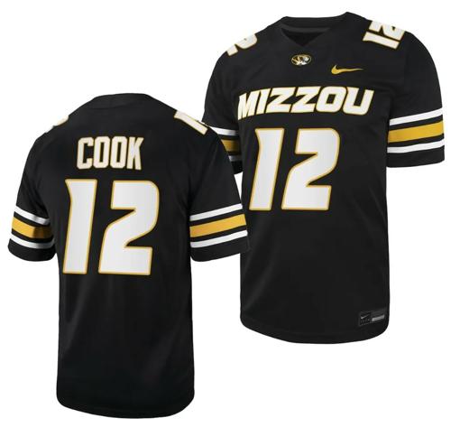 Men's Missouri Tigers #12 Brady Cook Jersey NCAA College Football 2023 - Black