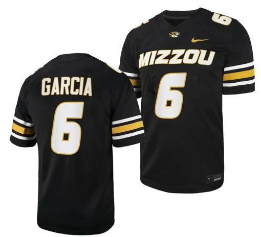 Men's Missouri Tigers #6 Jake Garcia Jersey NCAA College Football 2023 - Black