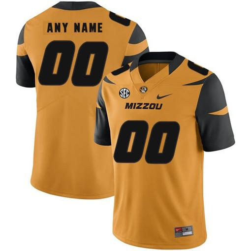 Men's Custom Missouri Tigers Football Jersey Name Number College Yellow