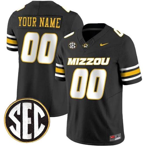 Men's Custom Missouri Tigers Jersey Name and Number College Football Black Vapor F.U.S.E Limited All Stitched