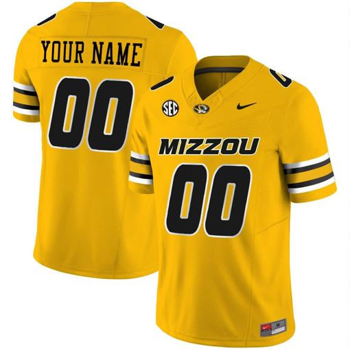 Men's Custom Missouri Tigers Jersey Name and Number Vapor Limited College Football Stitched Gold