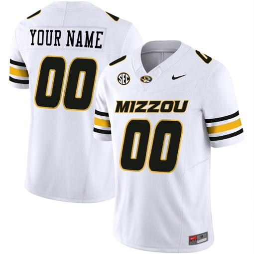 Men's Custom Missouri Tigers Jersey Name and Number Vapor Limited College Football Stitched White