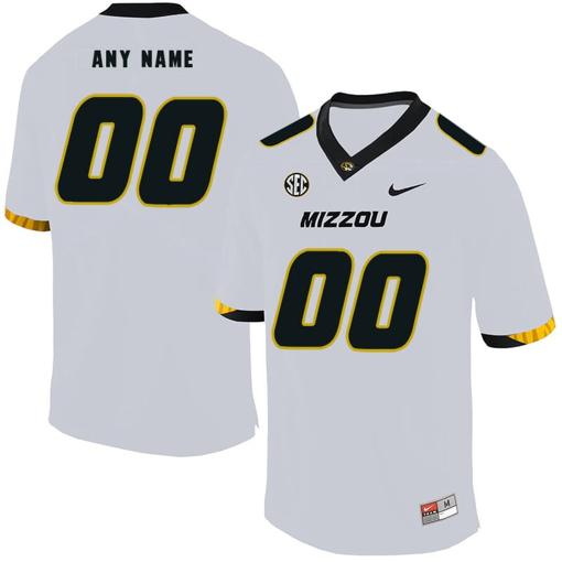 Men's Custom Missouri Tigers Jersey Name Number College Football White