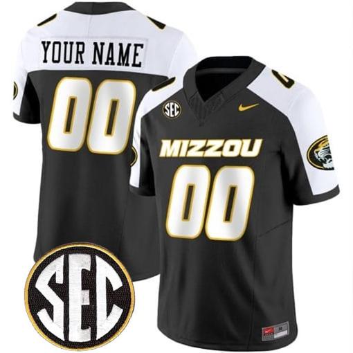 Men's Custom Missouri Tigers Jersey Name and Number College Football Alternate Black Vapor F.U.S.E Limited All Stitched