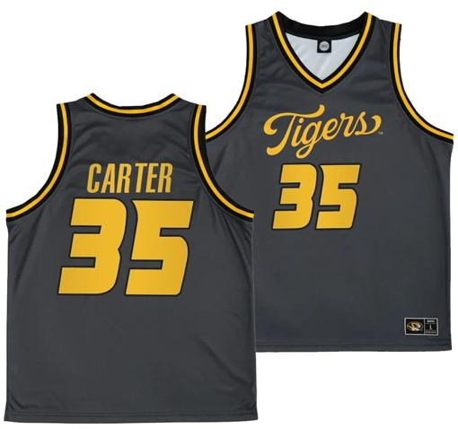 Men's Noah Carter Jersey #35 Missouri Tigers Anthracite Alternate Script College Basketball