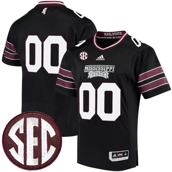 Men's Custom Mississippi State Bulldogs Jersey Name and Number College Football Black Premier All Stitched