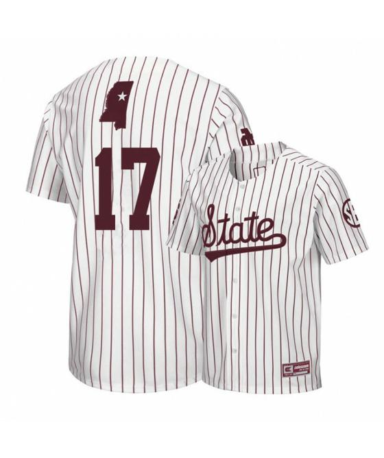 Men's Mississippi State Bulldogs 17 Justin Foscue White Baseball Jersey