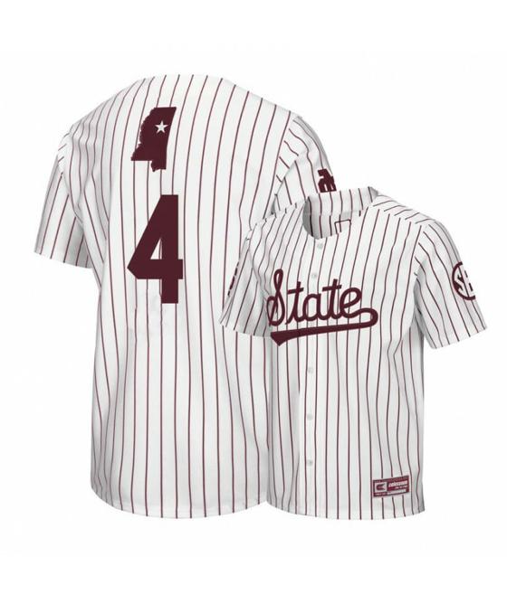 Men's Mississippi State Bulldogs 4 Rowdey Jordan White Baseball Jersey