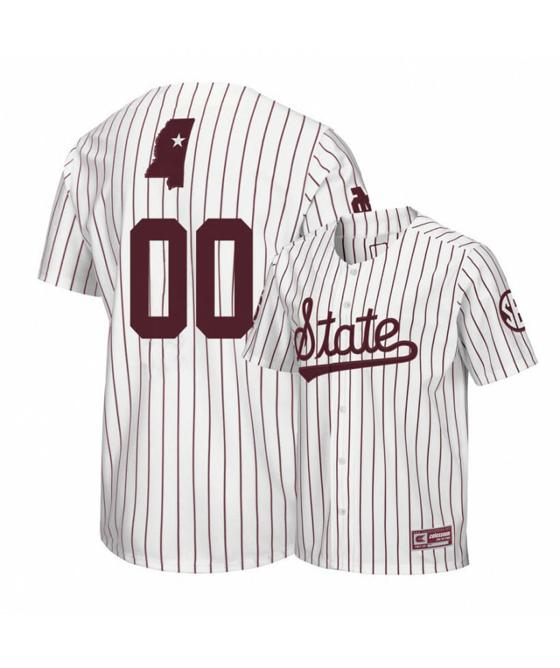 Men's Mississippi State Bulldogs White Custom Name Number Baseball Jersey