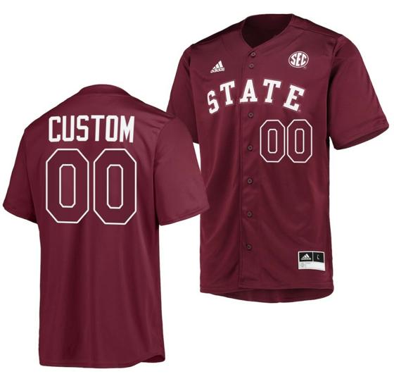 Men's Custom Mississippi State Bulldogs Baseball Jersey Name and Number NCAA College Maroon