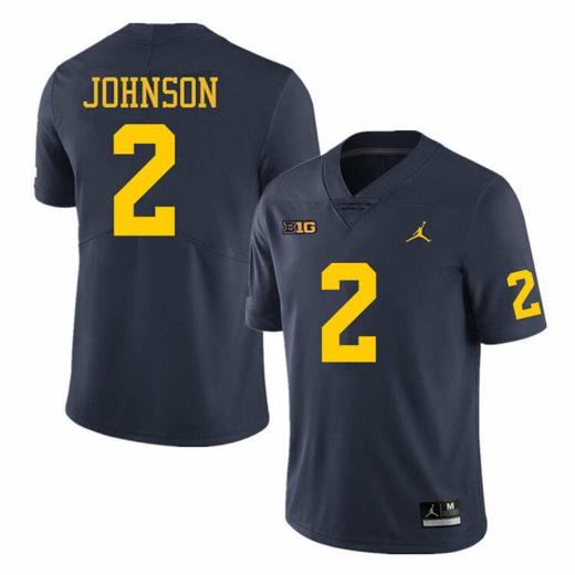 Men's Michigan Wolverines Will Johnson Jersey #2 College Football Game Navy