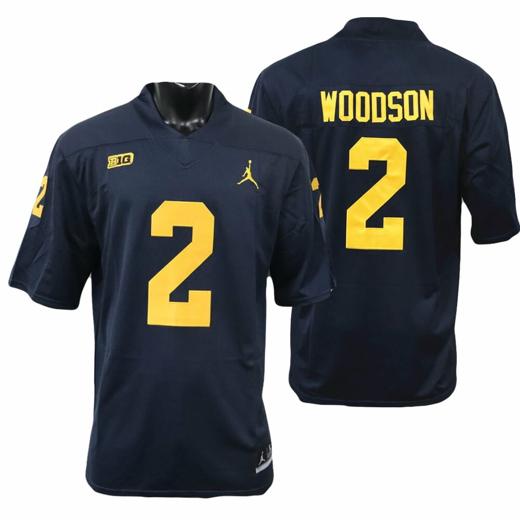 Men's Michigan Wolverines Charles Woodson Jersey #2 College Football Game Navy