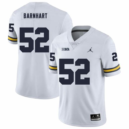 Men's Michigan Wolverines Karsen Barnhart Jersey #52 College Football Game White