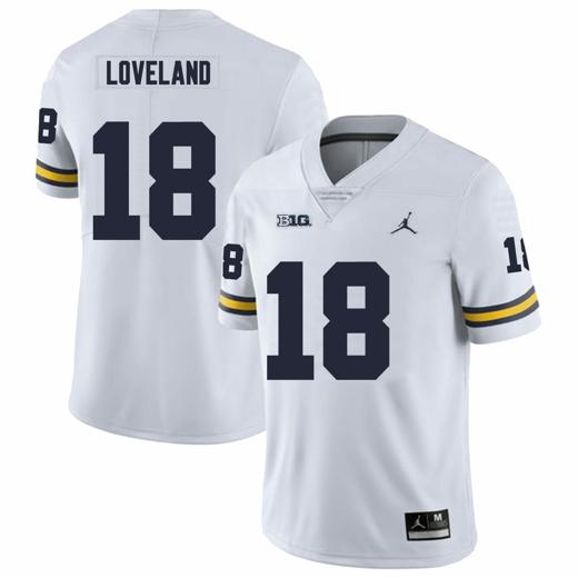 Men's Michigan Wolverines Colston Loveland Jersey #18 College Football Game White