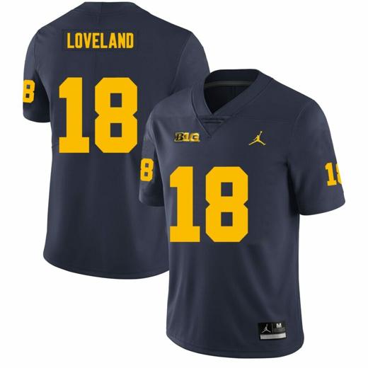 Men's Michigan Wolverines Colston Loveland Jersey #18 College Football Game Navy