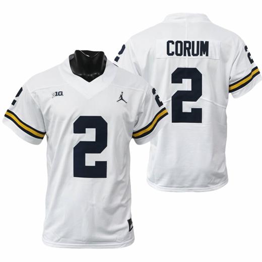 Men's Michigan Wolverines Blake Corum Jersey #2 College Football Game White