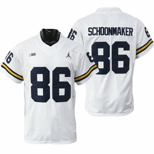 Men's Michigan Wolverines Luke Schoonmaker Jersey #86 College Football Game White