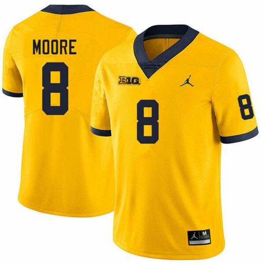 Men's Michigan Wolverines Derrick Moore Jersey #8 College Football Game Yellow