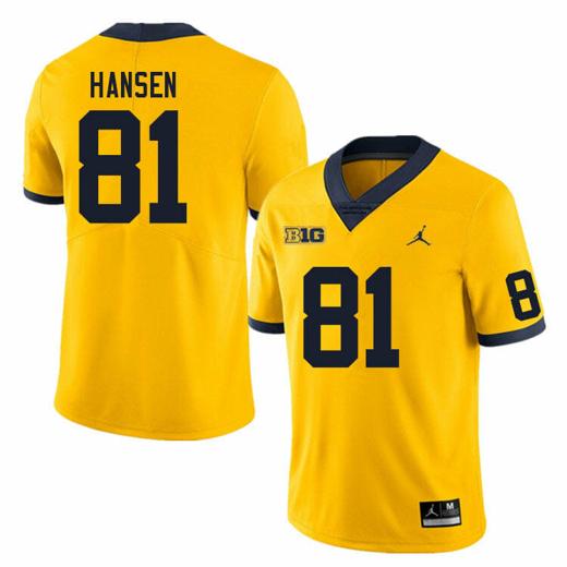 Men's Michigan Wolverines Louis Hansen Jersey #81 College Football Game Yellow