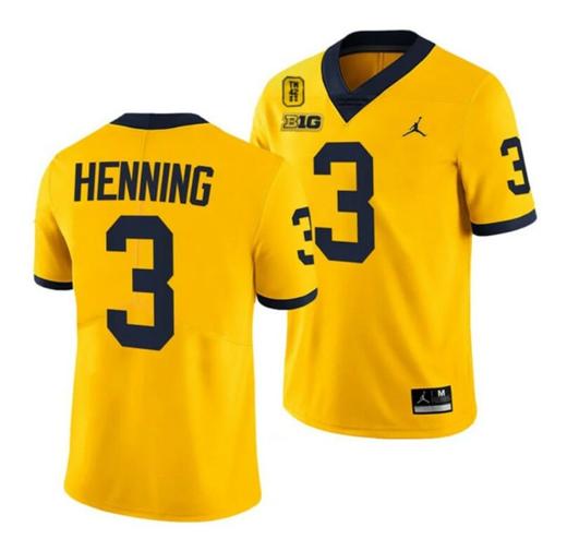 Men's Michigan Wolverines TM 42 Patch Honor Tate Myre #25 AJ Henning Jersey #3 All Stitched Maize